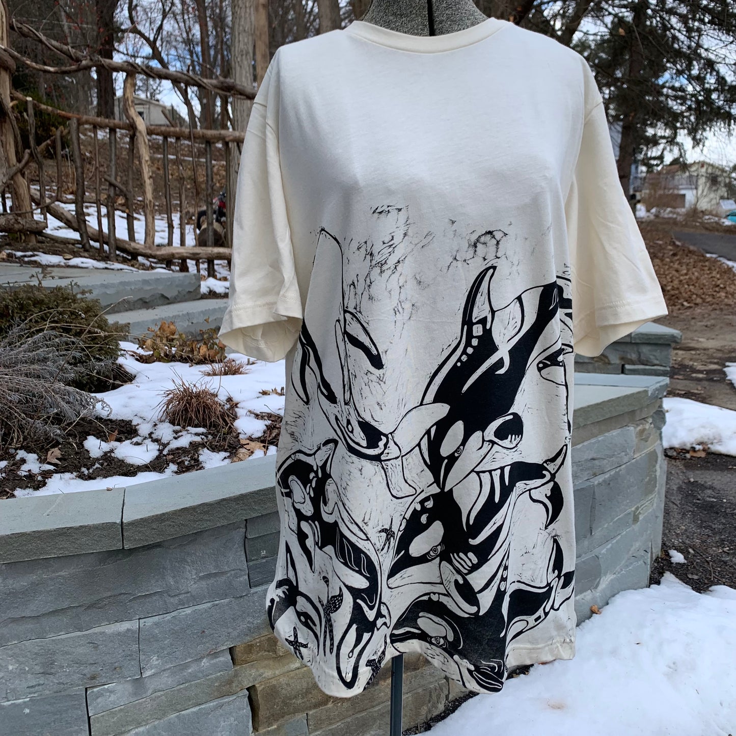 Handprinted orca shirt, Pre-order October
