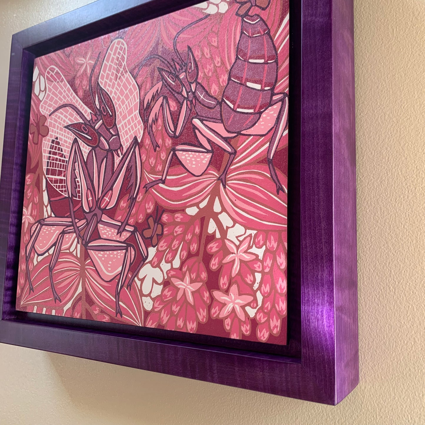 Pre-order Orchid Mantis framed in purple