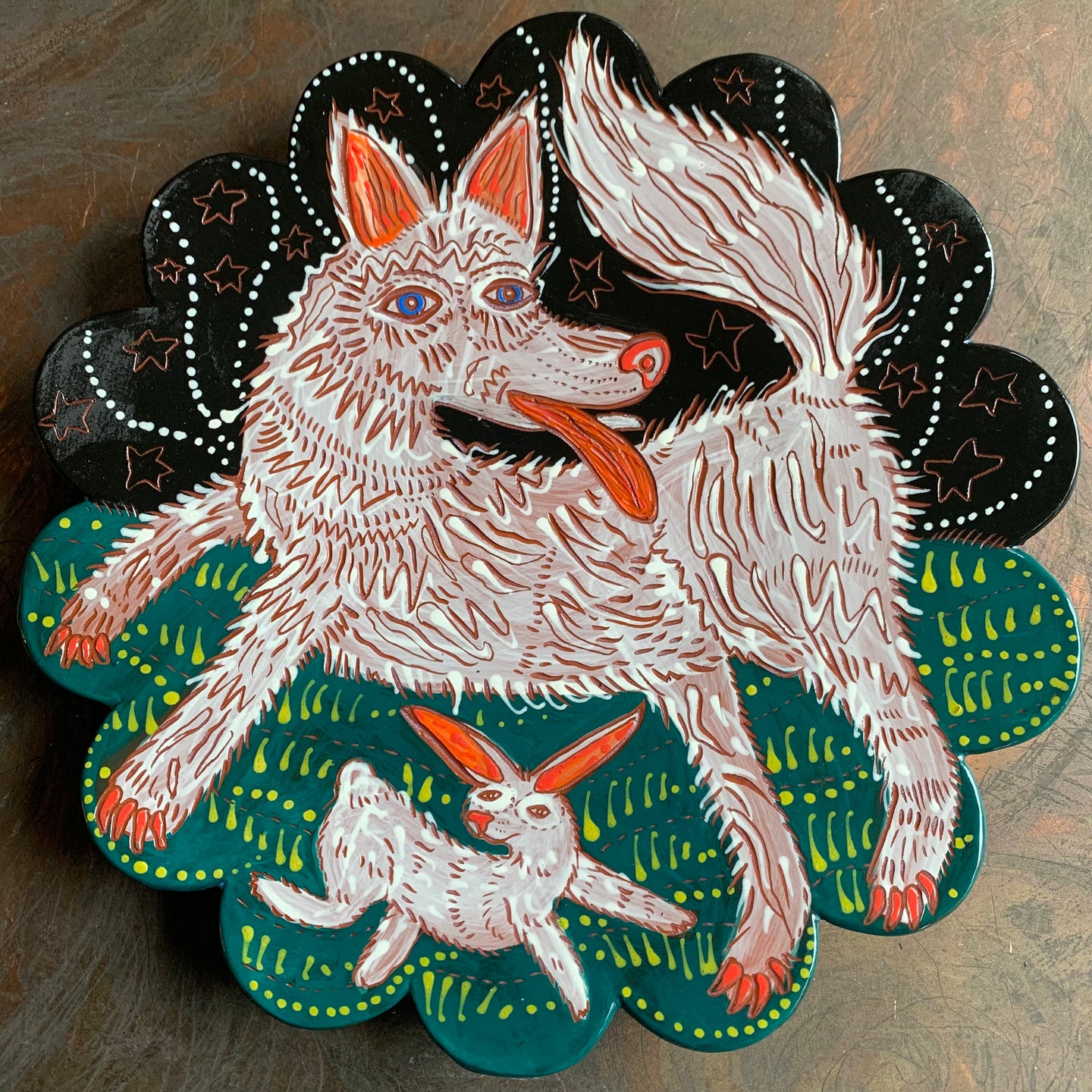 Wolf and rabbit plate