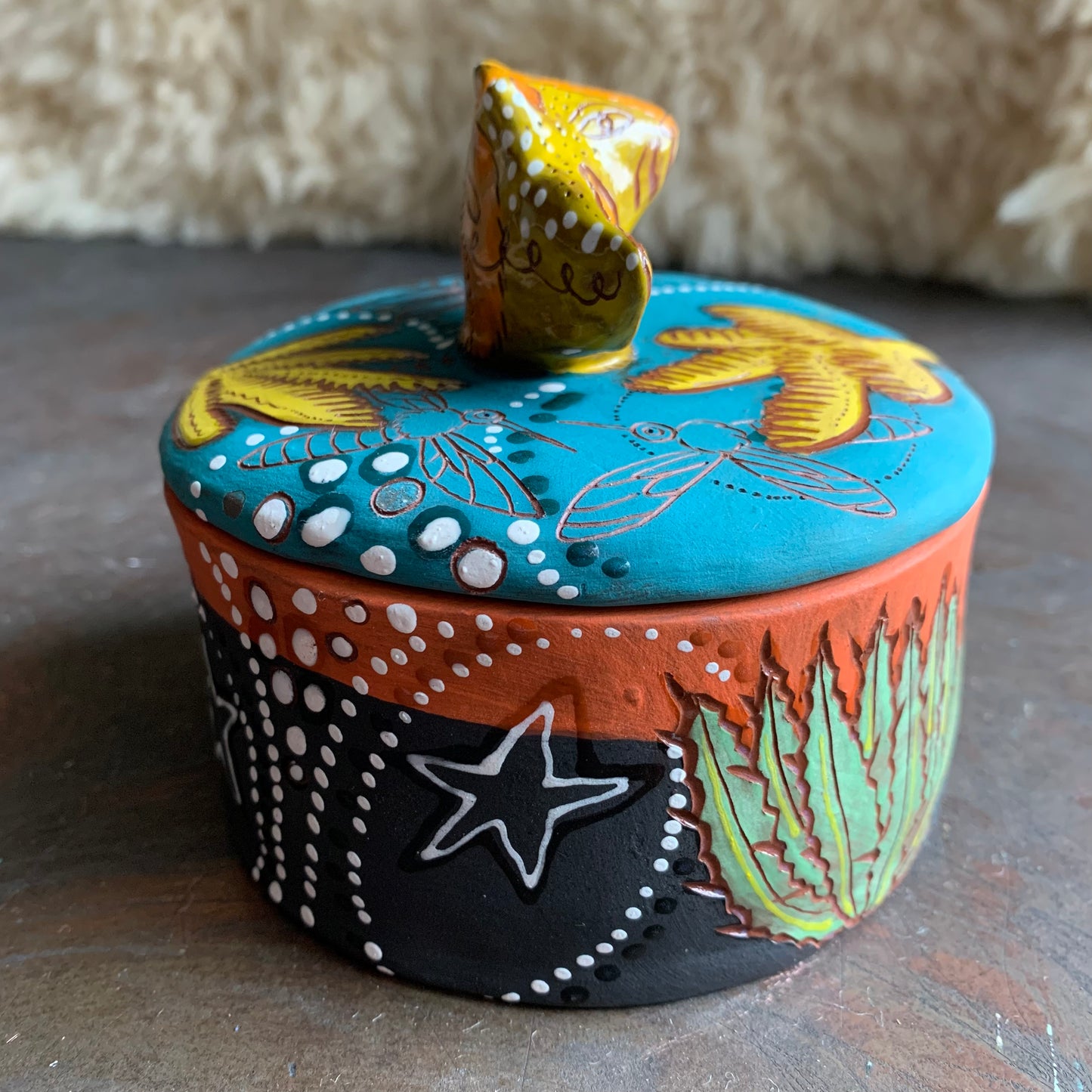 Agave and bat salt cellar
