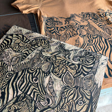 Load image into Gallery viewer, Toast color handprinted zebra shirt, December Pre-order