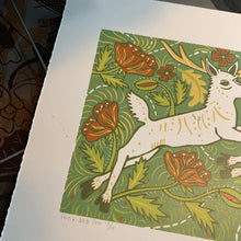 Load image into Gallery viewer, LAST ONE White deer woodcut