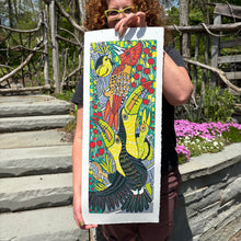 Load image into Gallery viewer, Toucan and woodpecker original woodcut