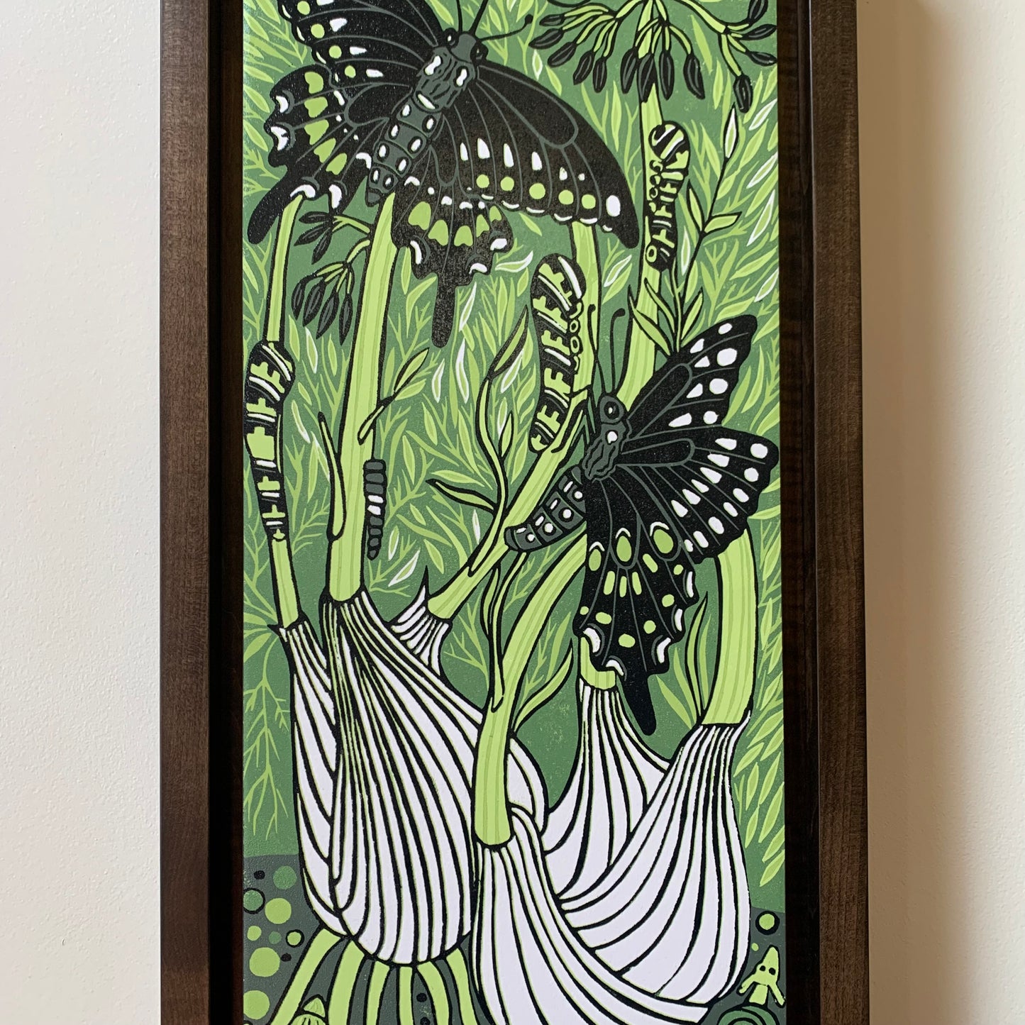 Pre-order fennel woodcut framed in ebony
