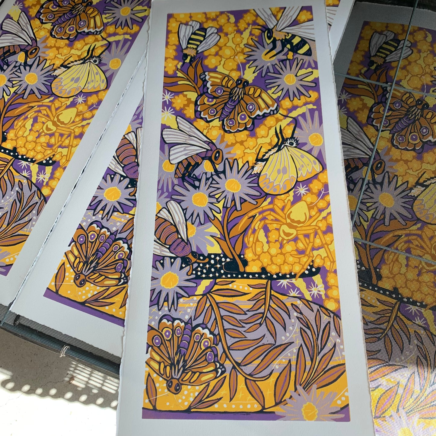 Aster and Goldenrod original woodcut