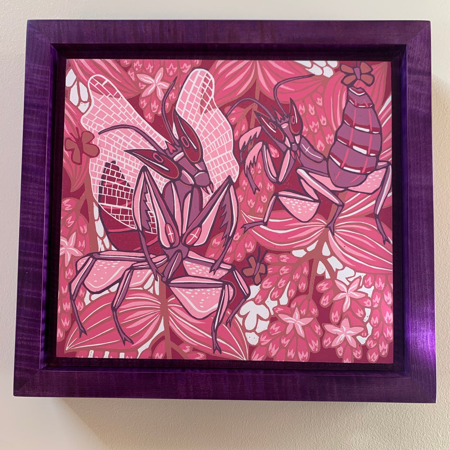 Pre-order Orchid Mantis framed in purple