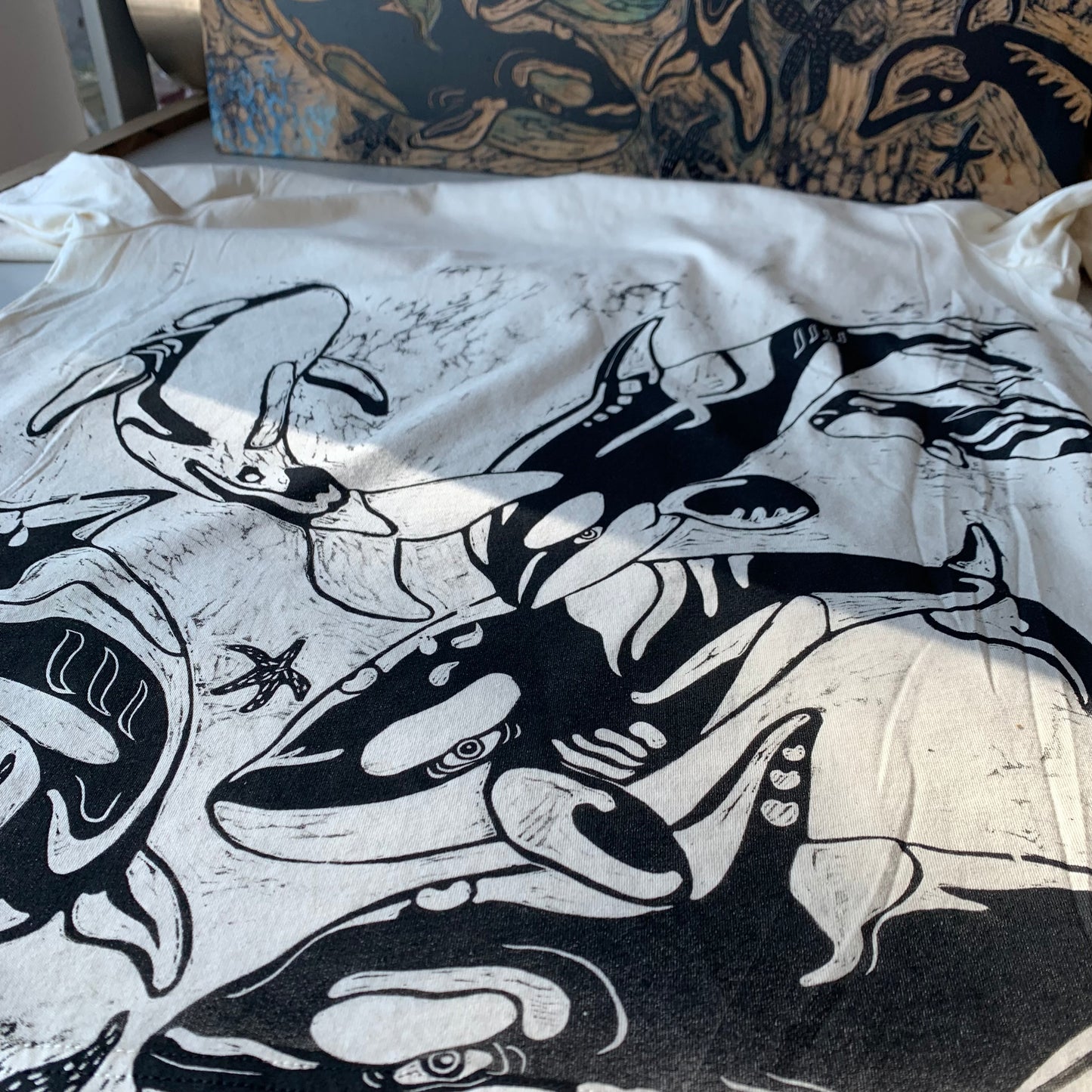 Handprinted orca shirt, Pre-order October