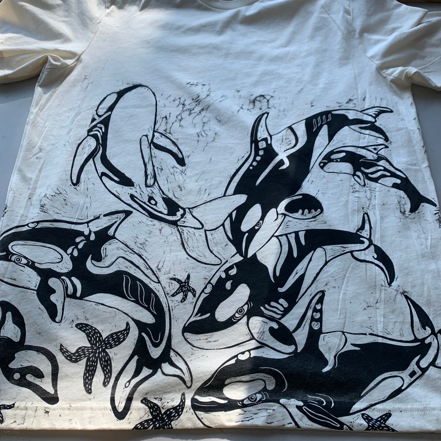 Handprinted orca shirt, Pre-order October