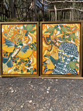 Load image into Gallery viewer, Flying fish and whale shark framed in olive