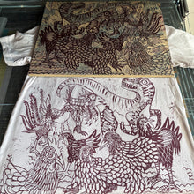 Load image into Gallery viewer, Pink-esque handprinted dino chicken shirt, December Pre-order