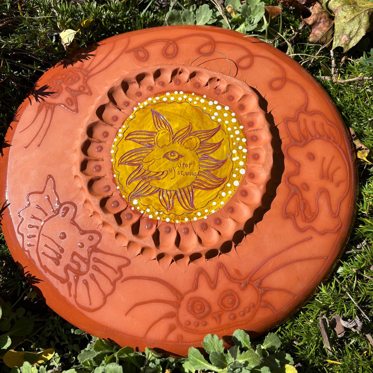 Large lion platter or wall piece