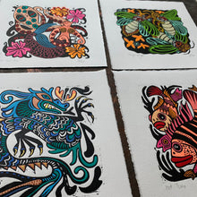 Load image into Gallery viewer, Octopus and octoperson Linocut