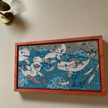 Load image into Gallery viewer, Pre-order Beluga Woodcut Framed in pink curly maple