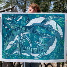 Load image into Gallery viewer, LAST ONE UNFRAMED Large humpback whale and plankton Woodcut