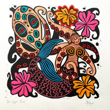 Load image into Gallery viewer, Octopus and octoperson Linocut