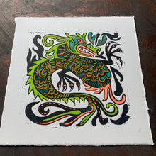 Load image into Gallery viewer, Green Dragon Linocut
