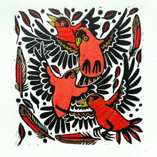 Load image into Gallery viewer, Red finch linocut
