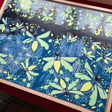 Load image into Gallery viewer, Fireflies framed in natural IN STOCK