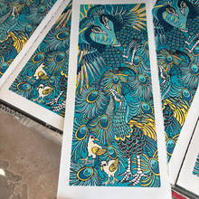 Load image into Gallery viewer, Peacock original woodcut