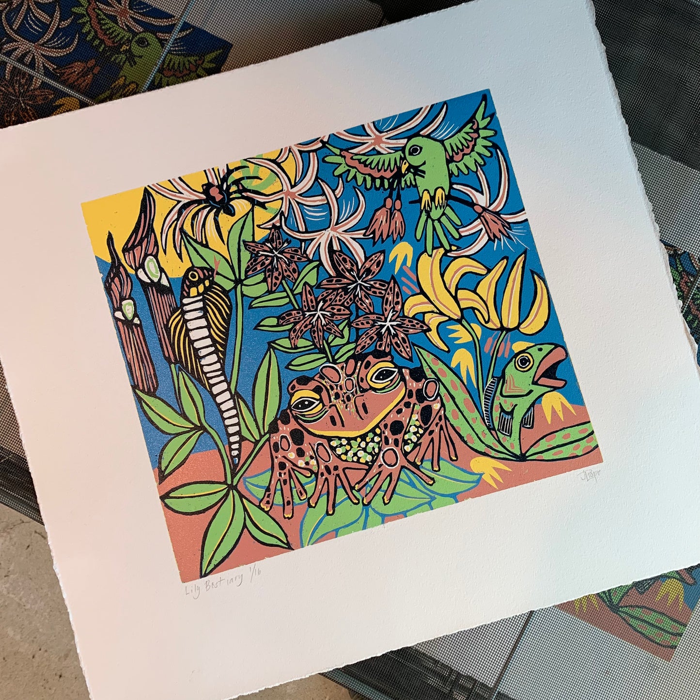 Lily Bestiary original woodcut