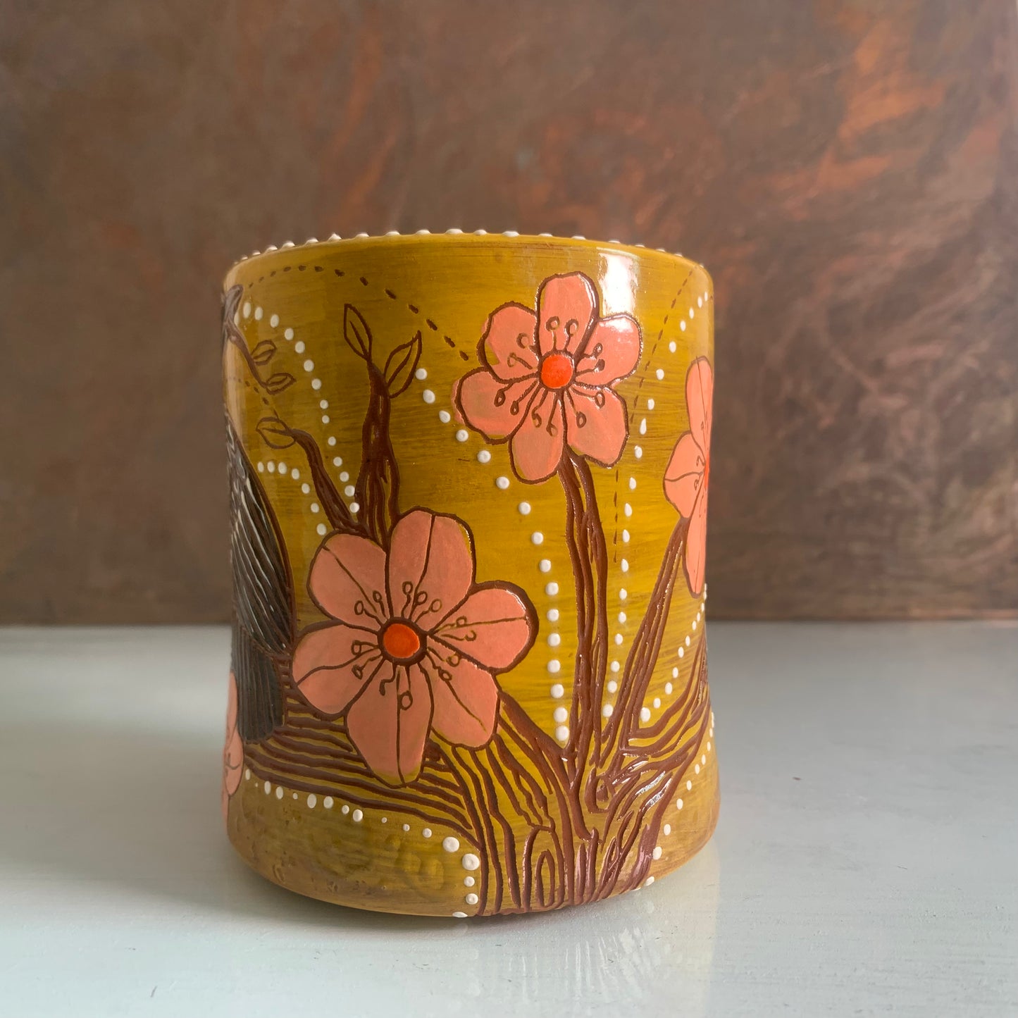 Raven cherry blossom mug