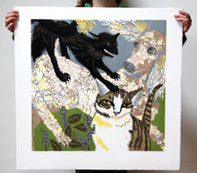 Load image into Gallery viewer, Cat and Dog Woodcut