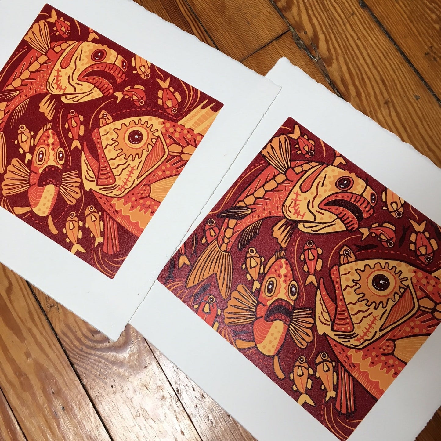 LAST ONE Orange Roughy Woodcut