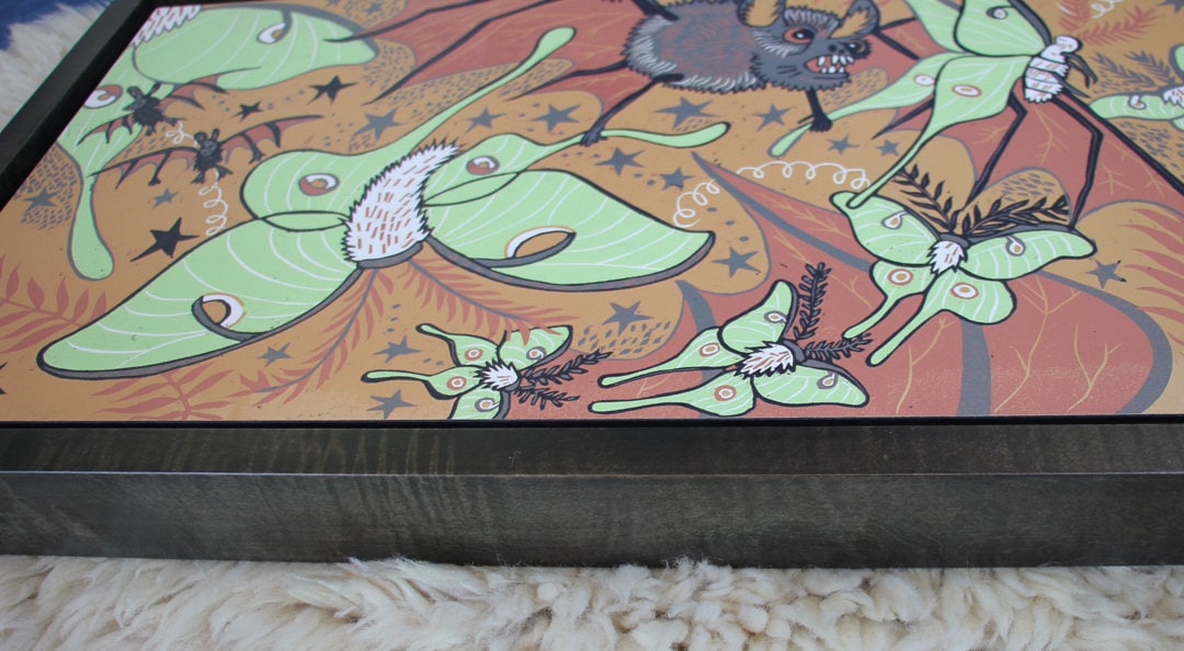 Pre-order Luna Moth and Bat Framed in Black