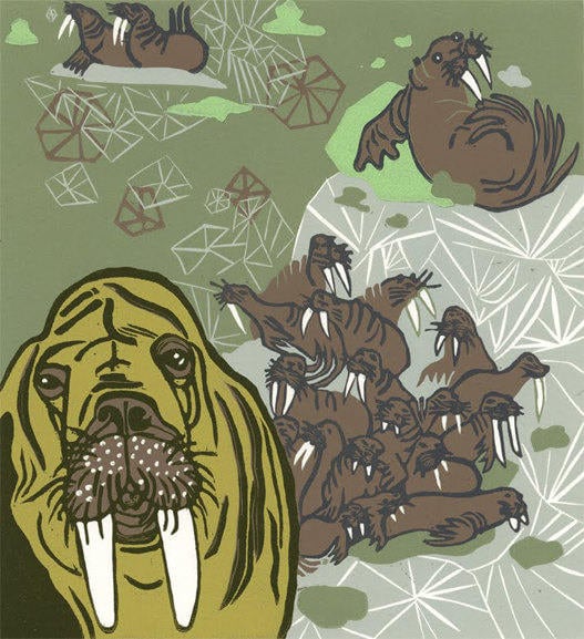 Walrus Woodcut