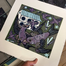 Load image into Gallery viewer, LAST ONE Purple Martin Woodcut
