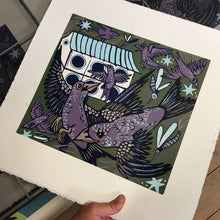 Load image into Gallery viewer, LAST ONE Purple Martin Woodcut