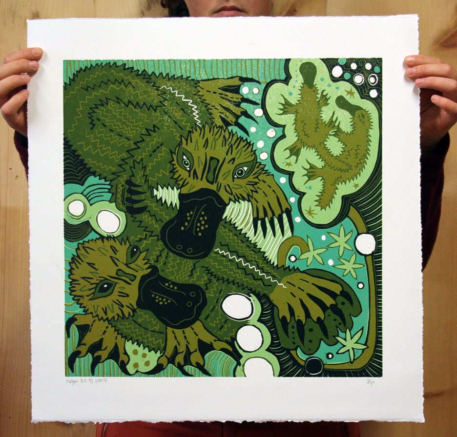 Platypus Woodcut