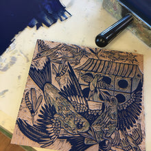 Load image into Gallery viewer, LAST ONE Purple Martin Woodcut