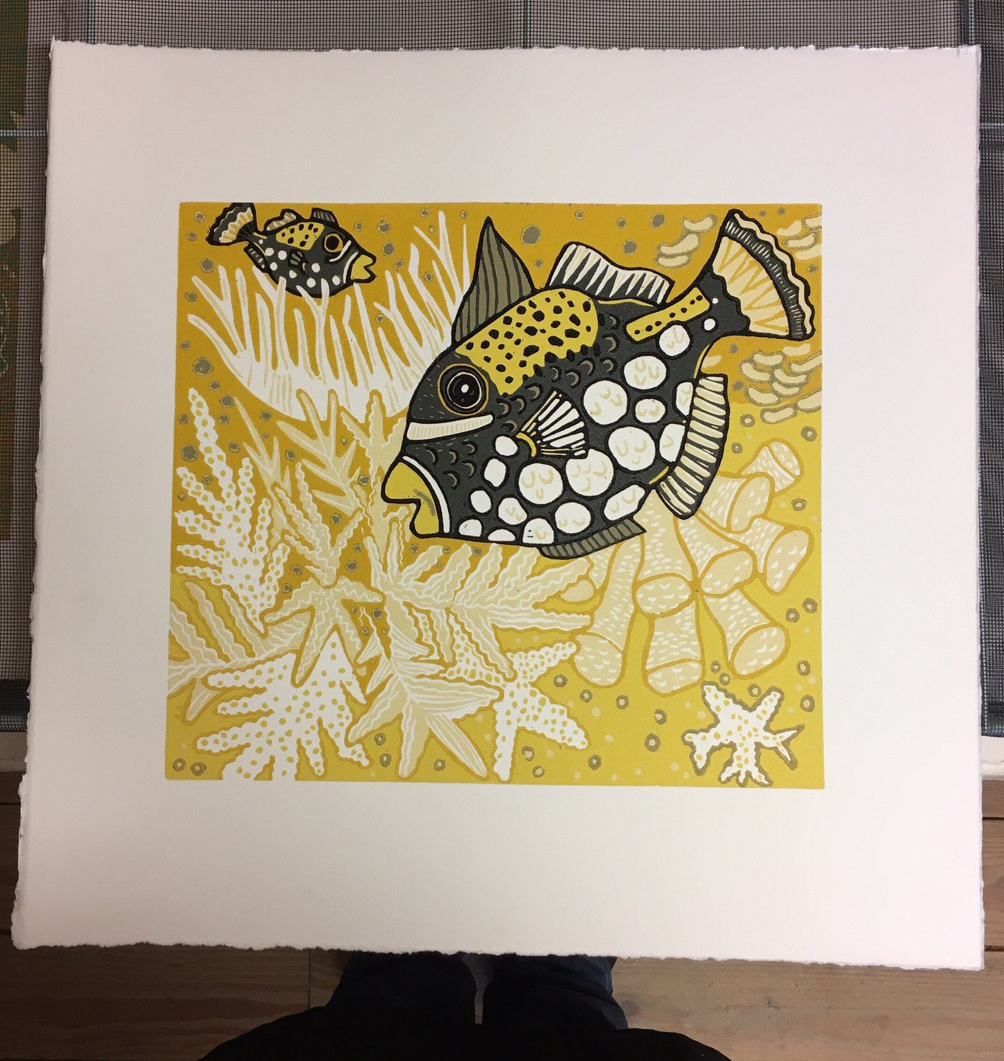 Clown Triggerfish Woodcut