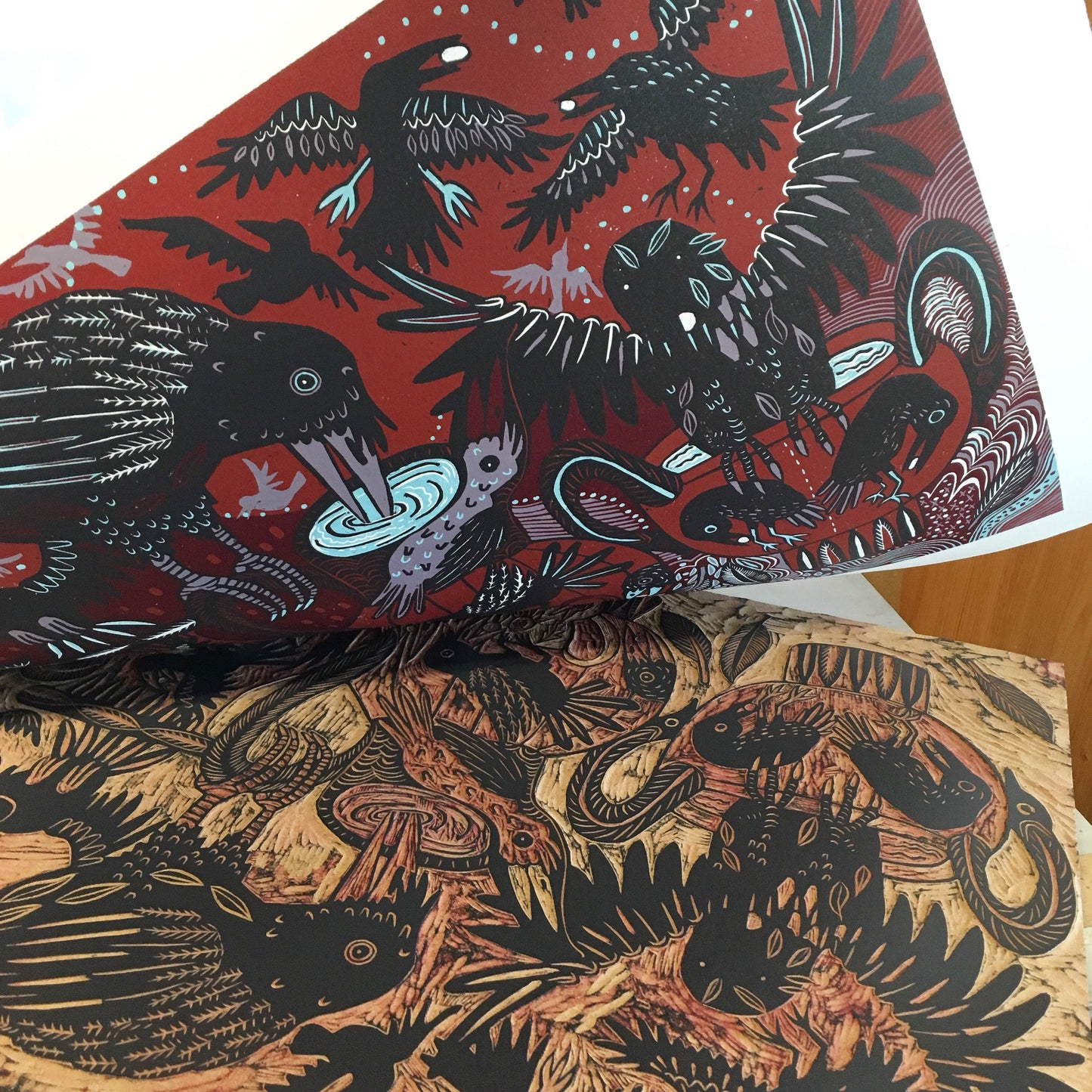 Last one Crow and Pitcher Woodcut