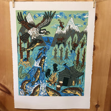 Load image into Gallery viewer, LAST ONE Pacific Northwest Woodcut