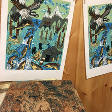 Load image into Gallery viewer, LAST ONE Pacific Northwest Woodcut