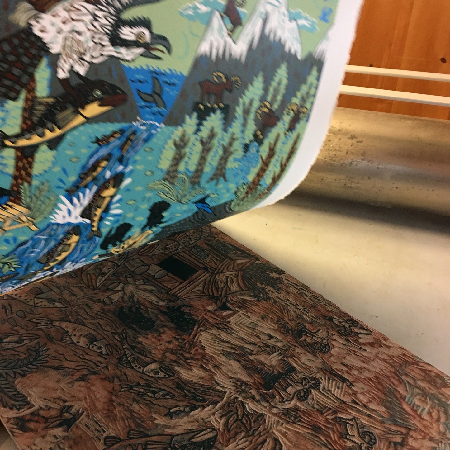 LAST ONE Pacific Northwest Woodcut