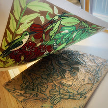 Load image into Gallery viewer, LAST ONE Praying Mantis and hummingbird Woodcut