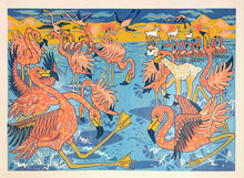 Load image into Gallery viewer, Large Flamingo Woodcut