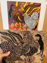 Load image into Gallery viewer, Chicken Dino Woodcut