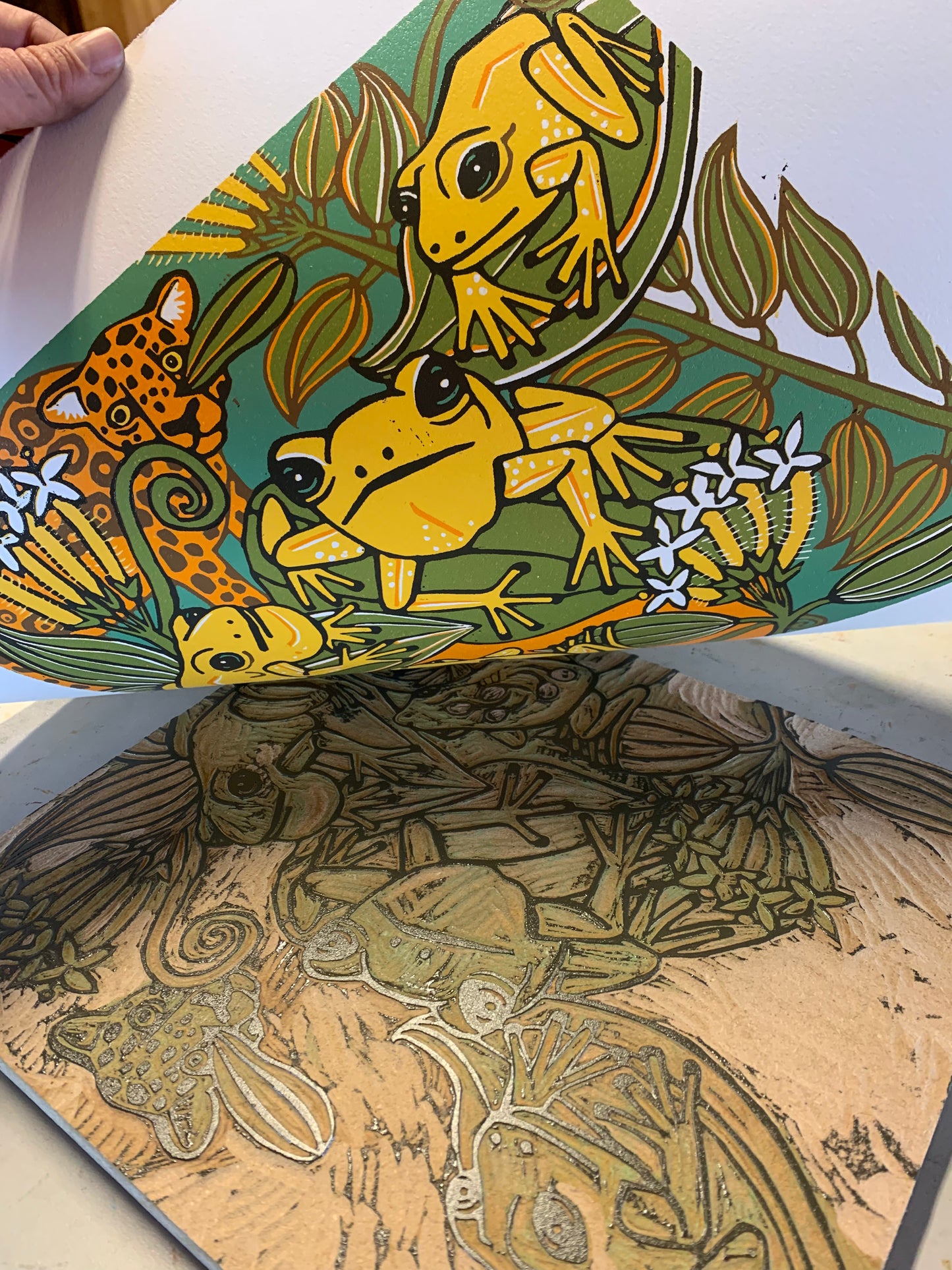 Phyllobates terribilis dart frog woodcut