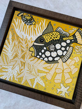 Load image into Gallery viewer, Framed Clown Triggerfish Woodcut
