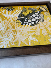 Load image into Gallery viewer, Framed Clown Triggerfish Woodcut
