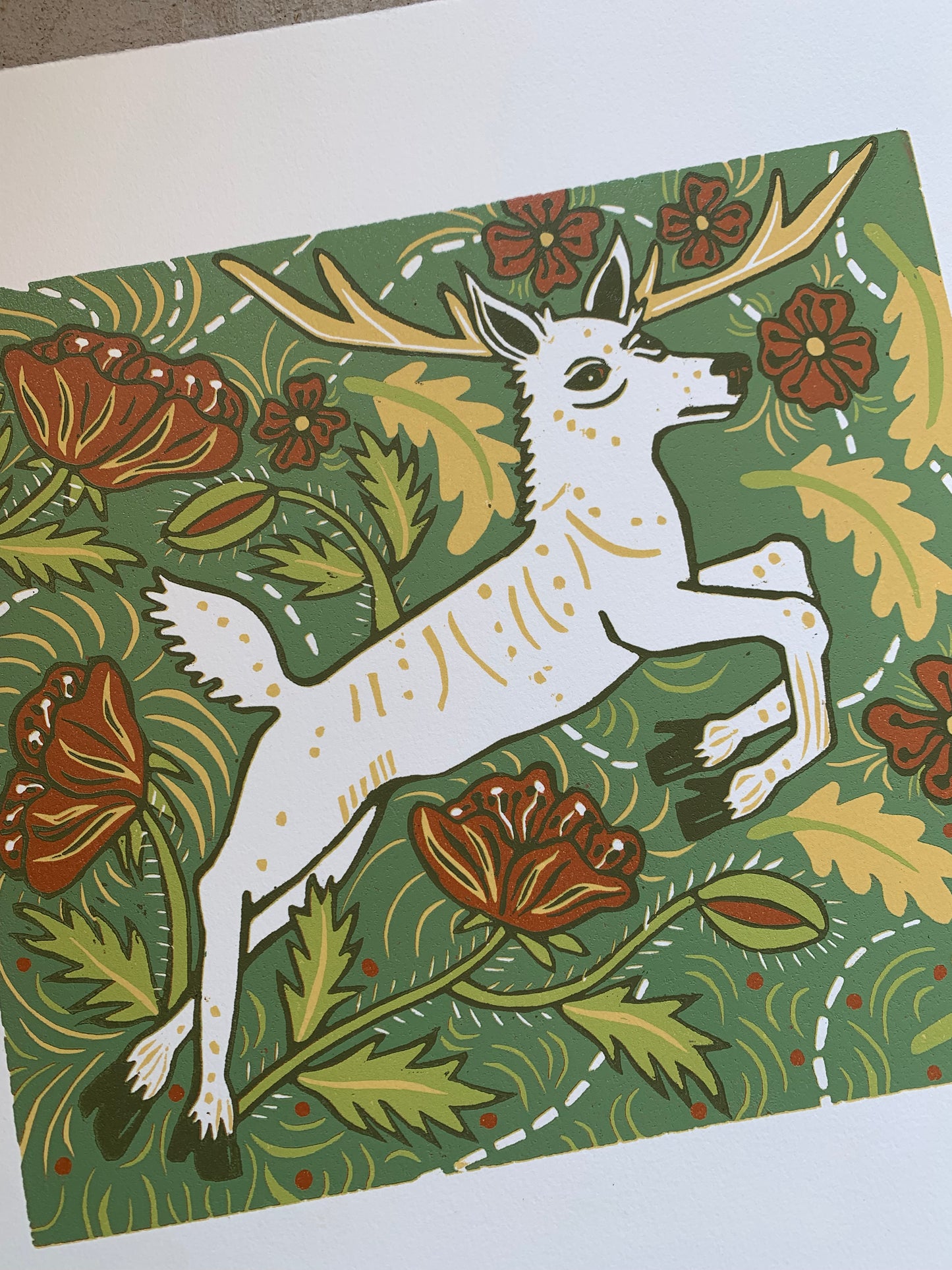 LAST ONE White deer woodcut