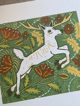 Load image into Gallery viewer, LAST ONE White deer woodcut