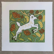 Load image into Gallery viewer, LAST ONE White deer woodcut