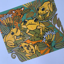 Load image into Gallery viewer, Phyllobates terribilis dart frog woodcut