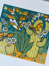Load image into Gallery viewer, Cactus bat woodcut