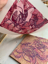 Load image into Gallery viewer, Orchid Mantis original woodcut
